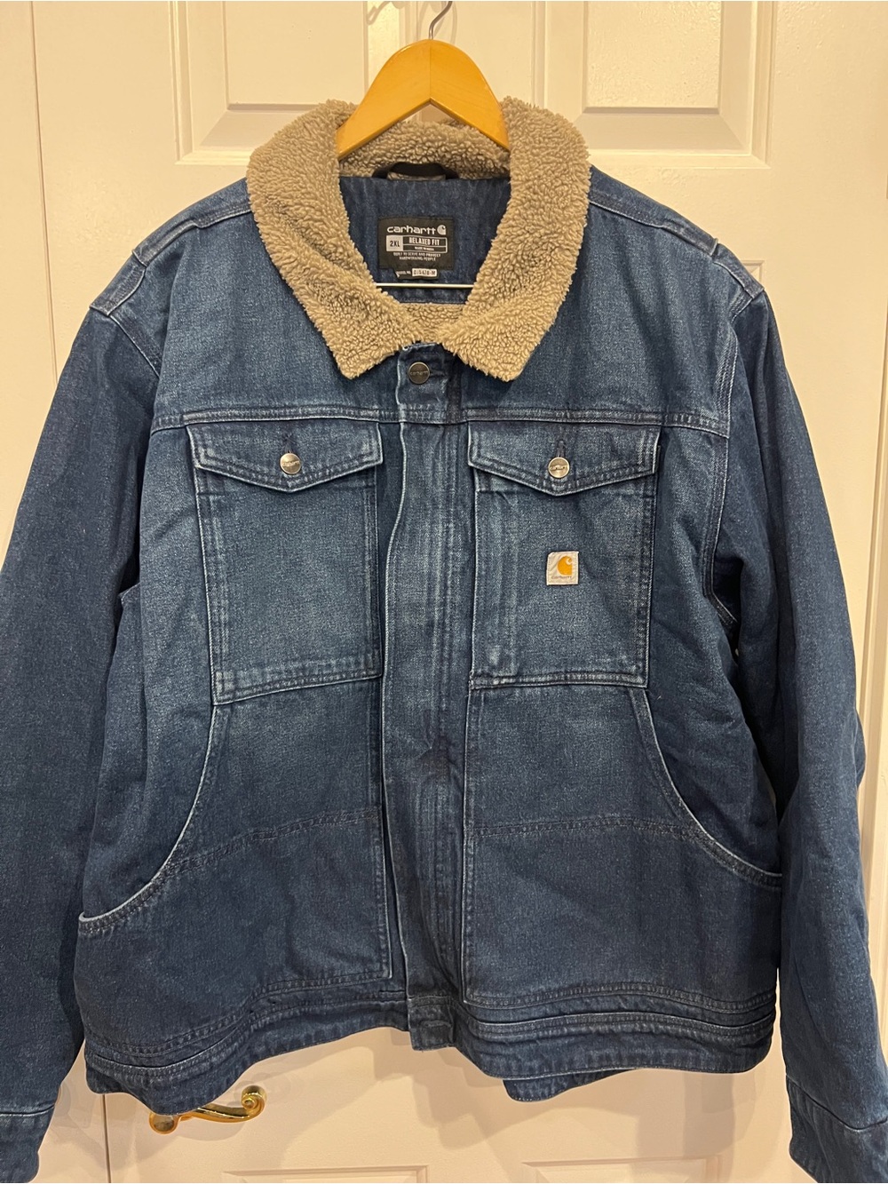 Carhartt Blue Denim Sherpa-Lined Jacket - Picture 4 of 9